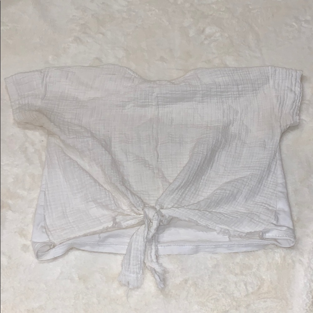Zara white knot tie blouse!☁️